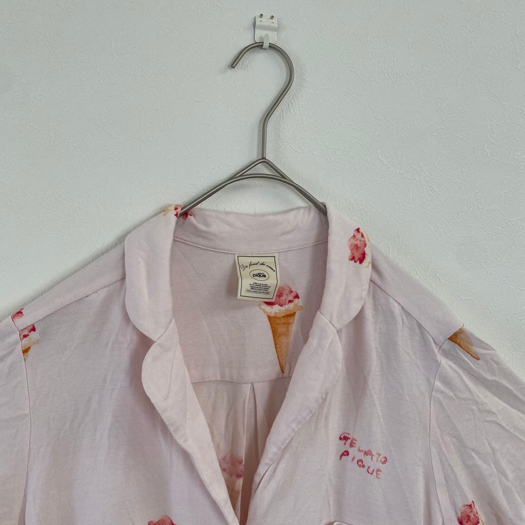 【ジェラートピケ】アイス柄セットアップパジャマ 半袖 ショートパンツ ゴム 薄手