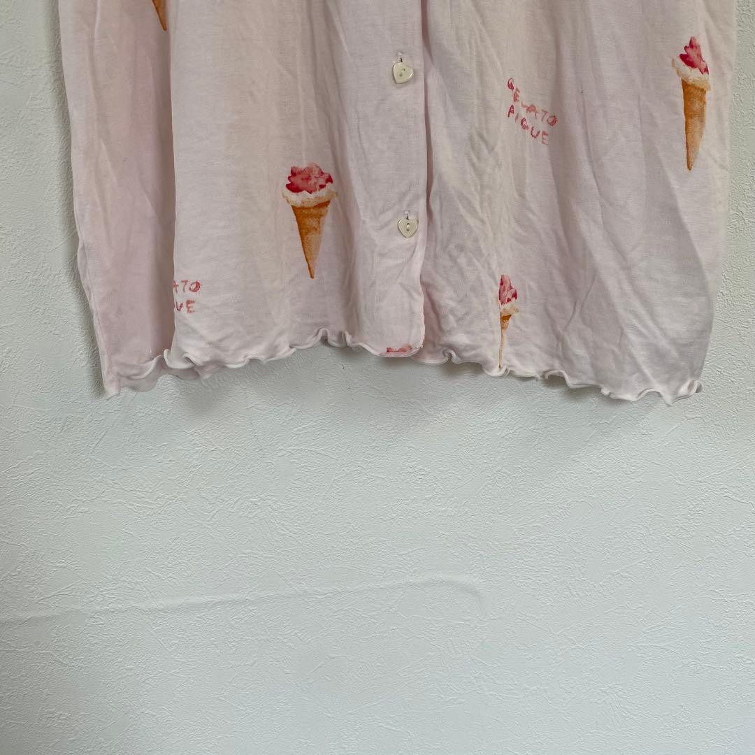 【ジェラートピケ】アイス柄セットアップパジャマ 半袖 ショートパンツ ゴム 薄手