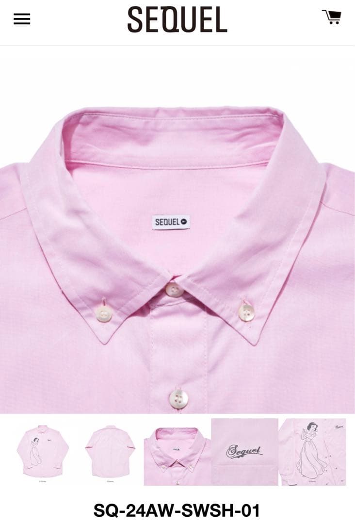 SEQUEL 白雪姫 ビッグサイズシャツ ピンクサイズL新品未使用藤原ヒロシ