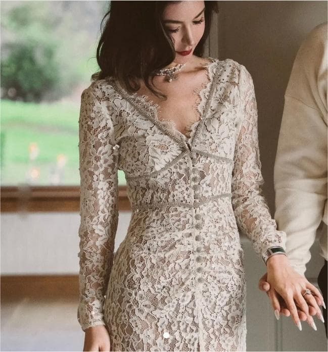 C*Y様 セルフポートレイト ワンピース レース クリーム UK8 未使用 結婚