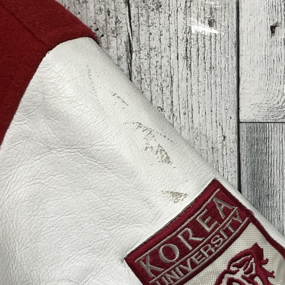 カレッジ大学 韓国 コリア スタジャン メルトンウール×レザー 刺繍 中綿 XL