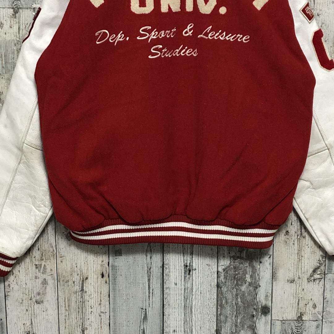 カレッジ大学 韓国 コリア スタジャン メルトンウール×レザー 刺繍 中綿 XL