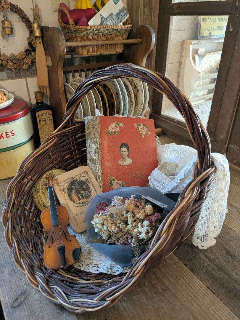 アンティーク　フラワーバスケット　花かご
