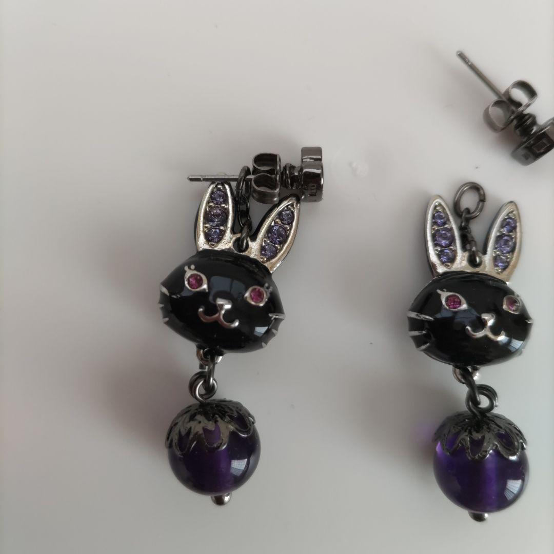 u*a様 アナスイ／両耳／ピアス／ウサギ／黒／動物／ハート／