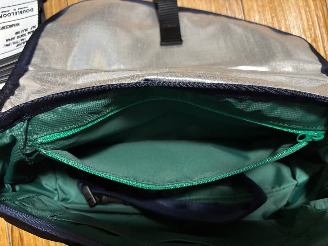 タグ付き DOUBLELOOP 2WAY ボディバッグ ネイビー刺繍