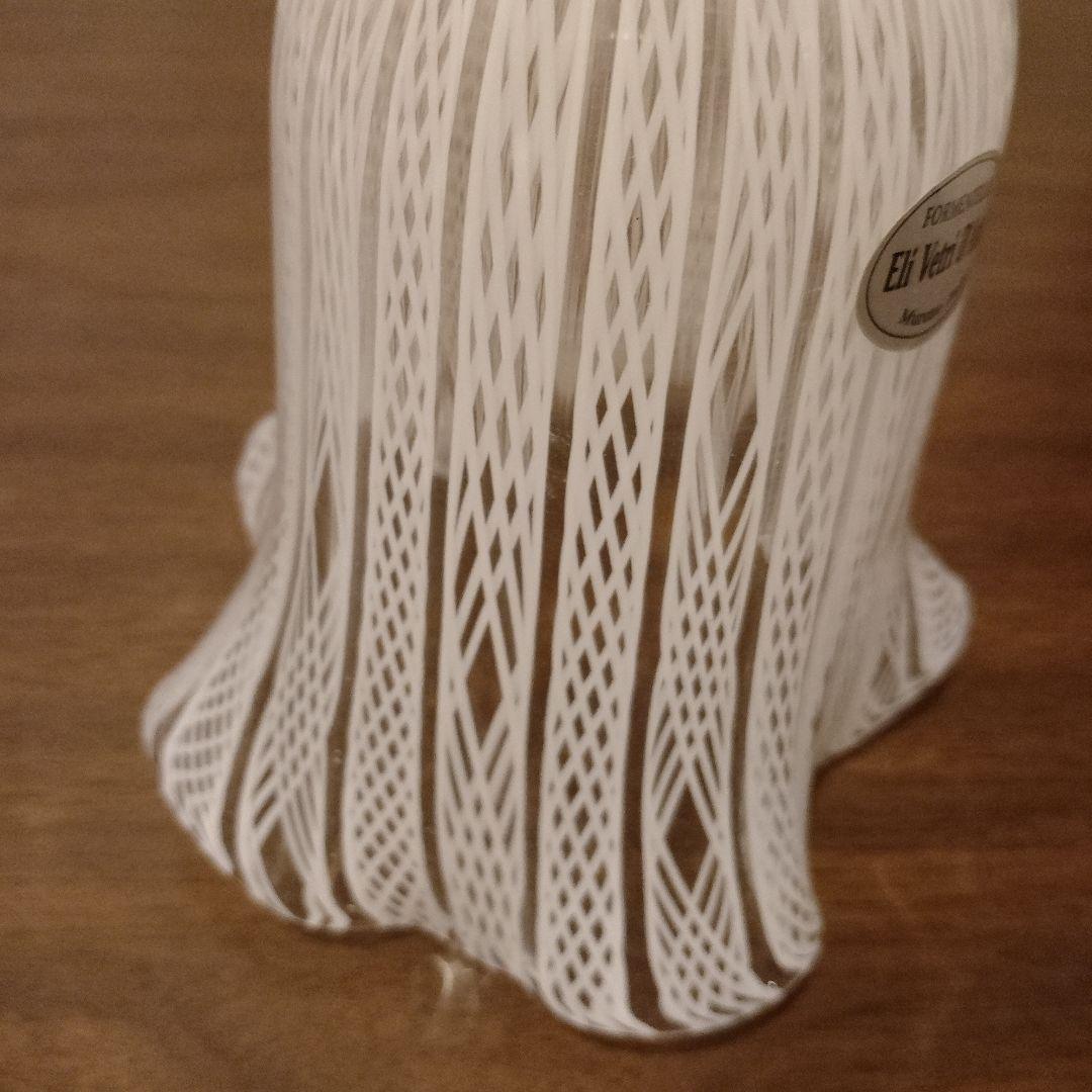 ベネチアンガラス　ムラノ　MURANO　ランプシェード　白　レース　インテリア