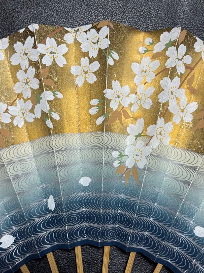 扇子　33cm 十松屋福井扇舗　鬘扇　朱妻明皇貴妃花軍花車図　仕舞扇　能楽　着物