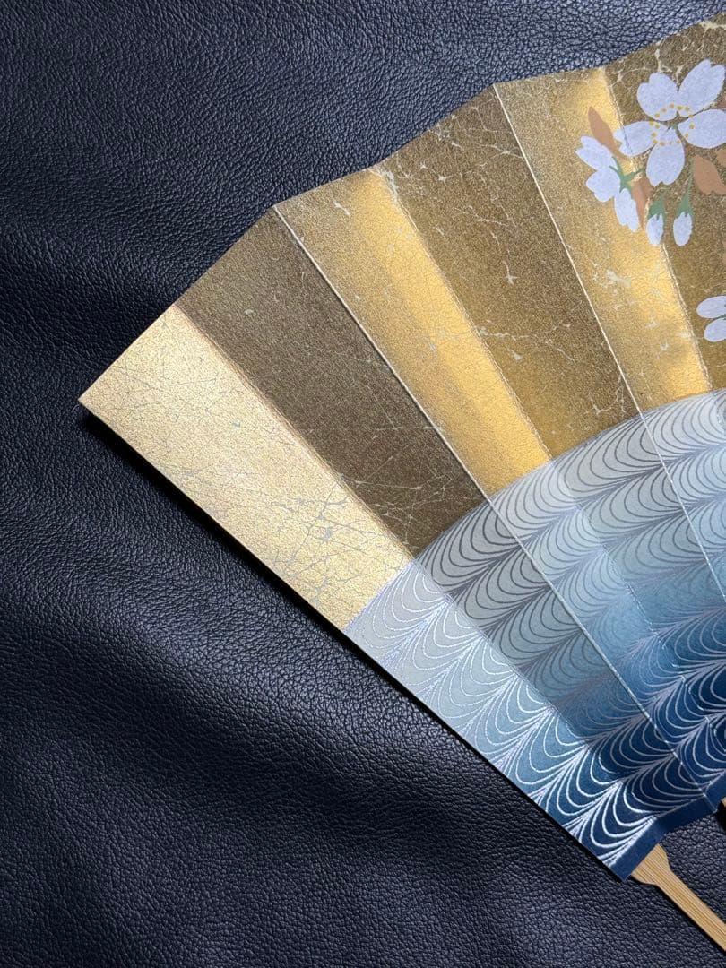 扇子　33cm 十松屋福井扇舗　鬘扇　朱妻明皇貴妃花軍花車図　仕舞扇　能楽　着物