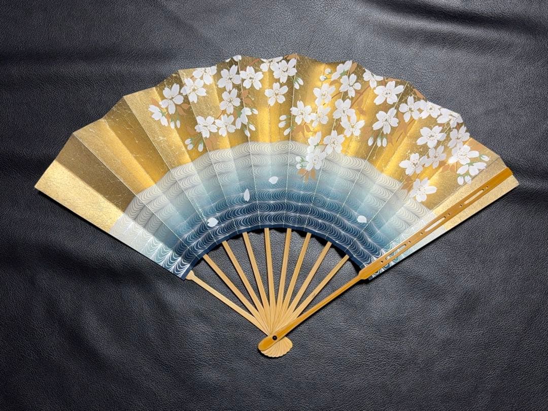 扇子　33cm 十松屋福井扇舗　鬘扇　朱妻明皇貴妃花軍花車図　仕舞扇　能楽　着物