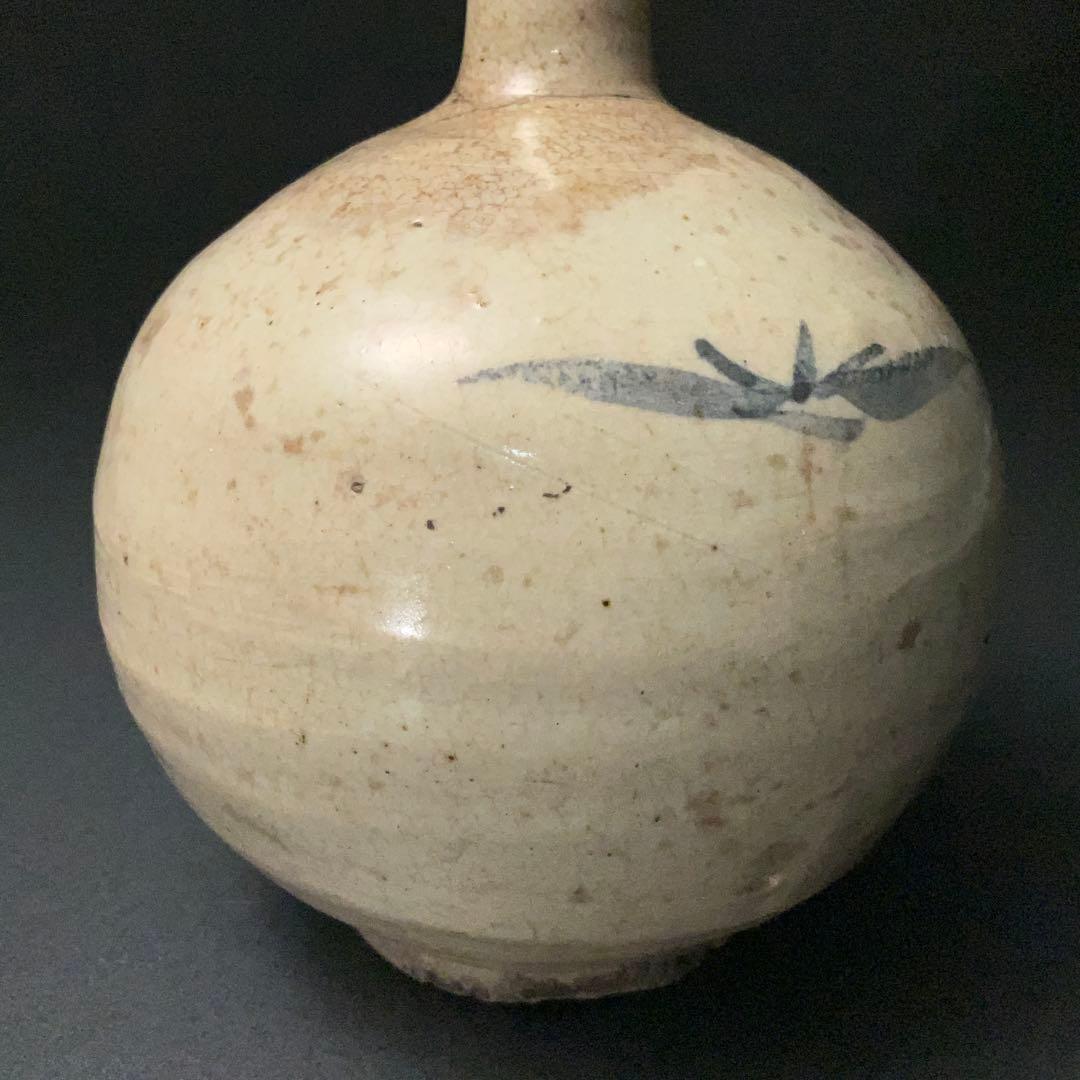 朝鮮美術　李朝　徳利　草花文　丸瓶　骨董　R1407K3