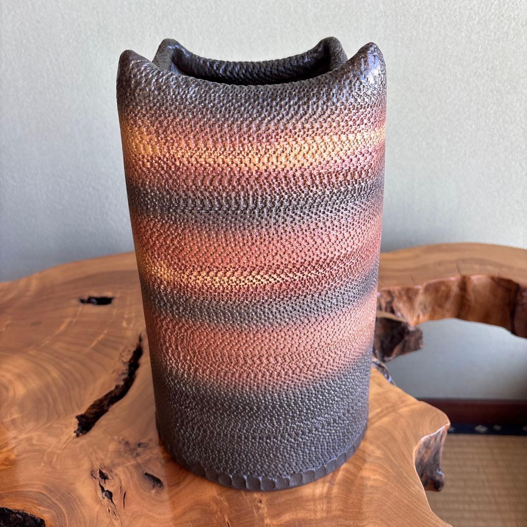 熊本幸平作 花入 高さ29cm 共箱 陶芸 花入 熊本幸平作 共箱 高さ29cm