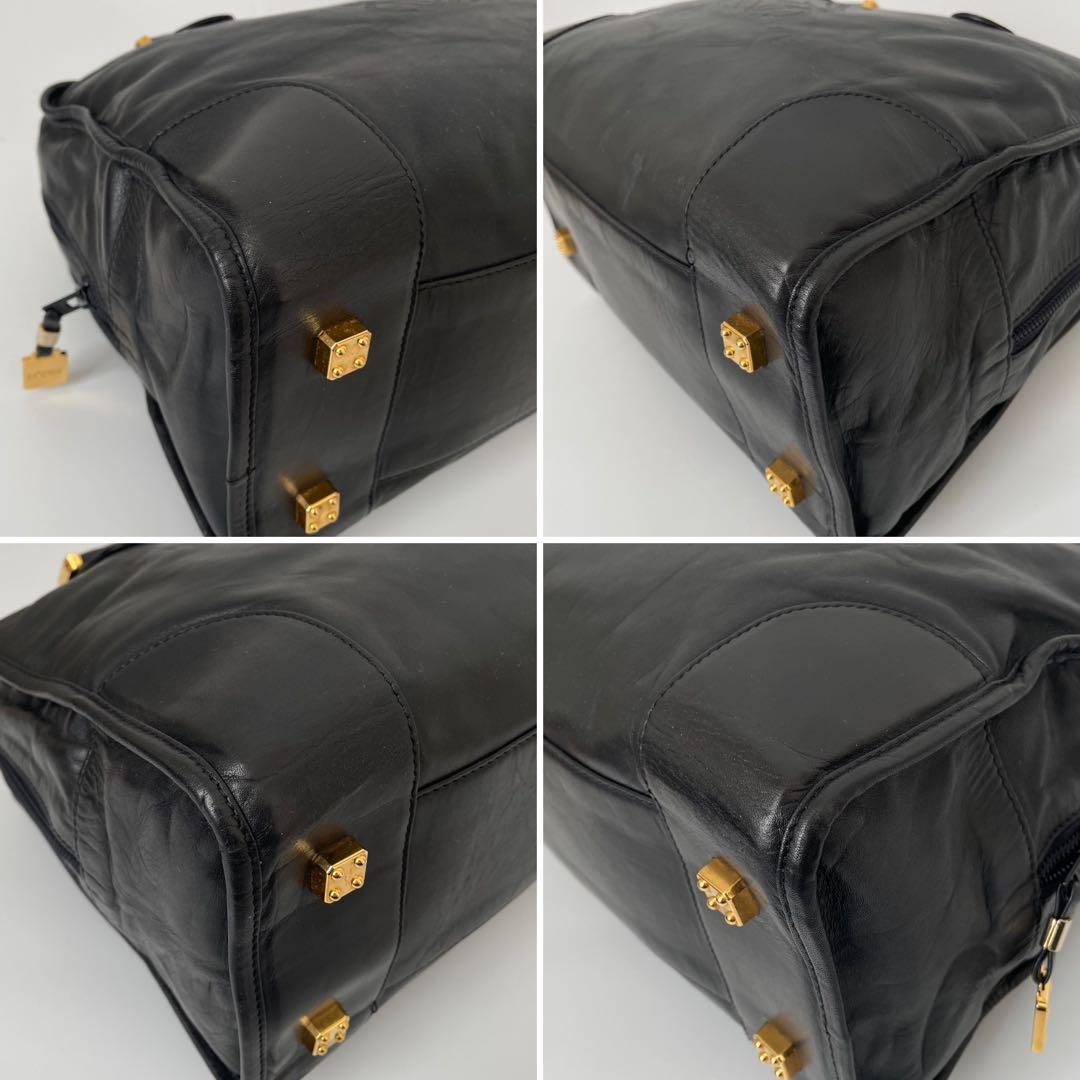 【極美品】ロエベ アマソナ32 ミニボストン アナグラム レザー 黒