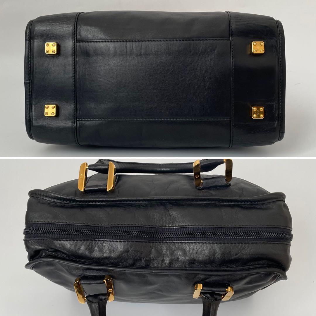 【極美品】ロエベ アマソナ32 ミニボストン アナグラム レザー 黒