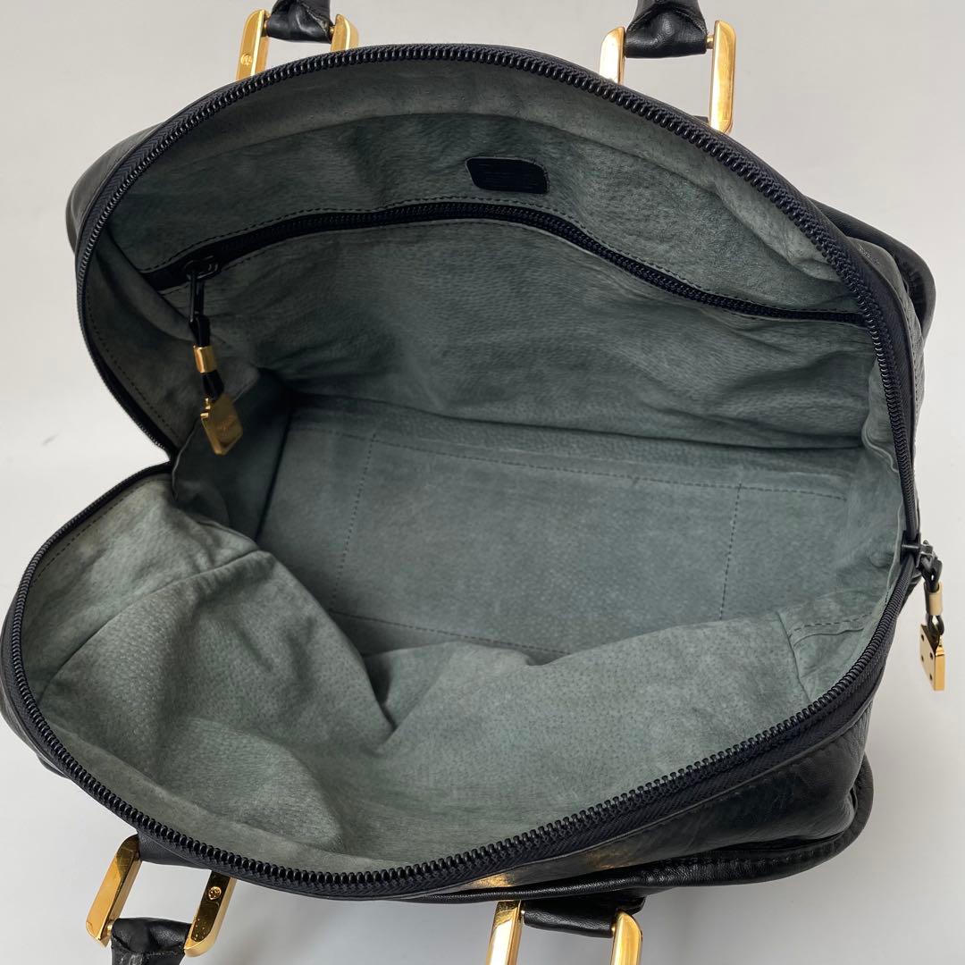 【極美品】ロエベ アマソナ32 ミニボストン アナグラム レザー 黒