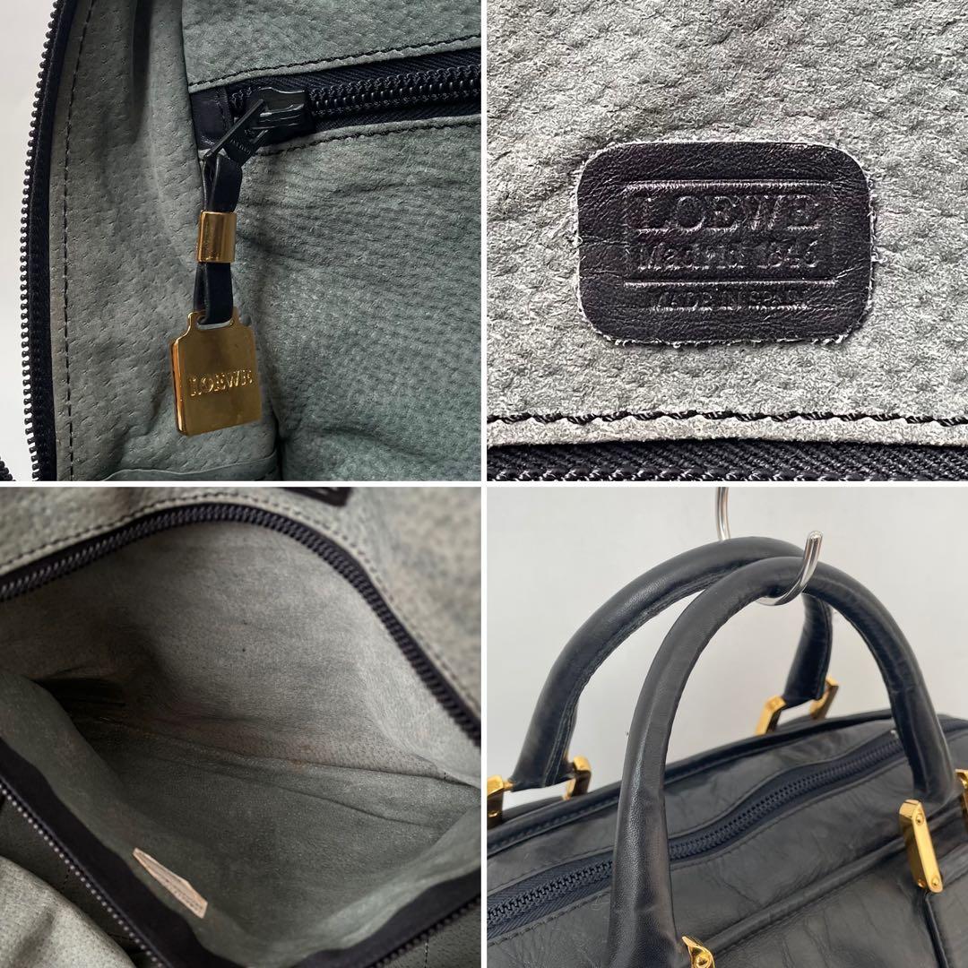 【極美品】ロエベ アマソナ32 ミニボストン アナグラム レザー 黒