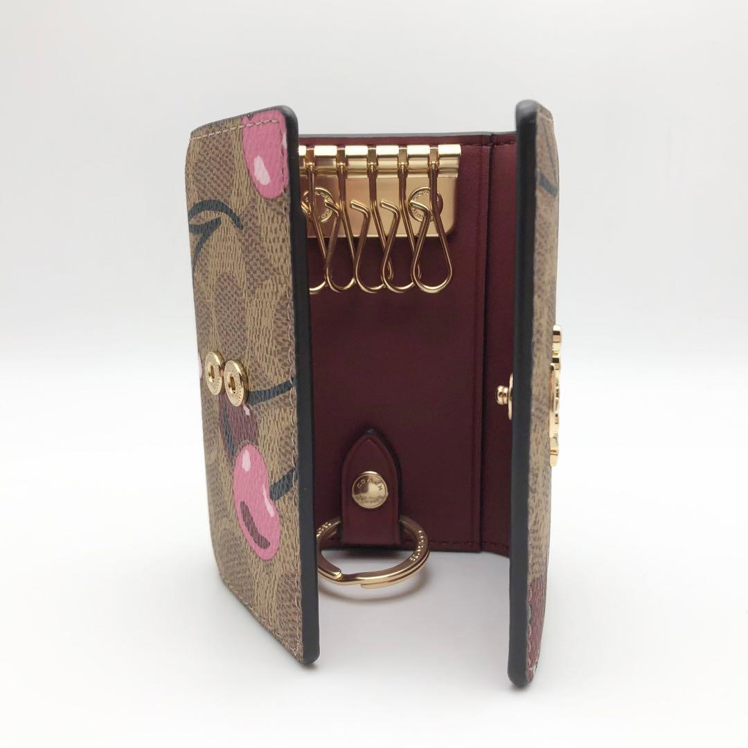 COACH 大人気！！ 5リングキーケース シグネチャー チェリープリント 新品