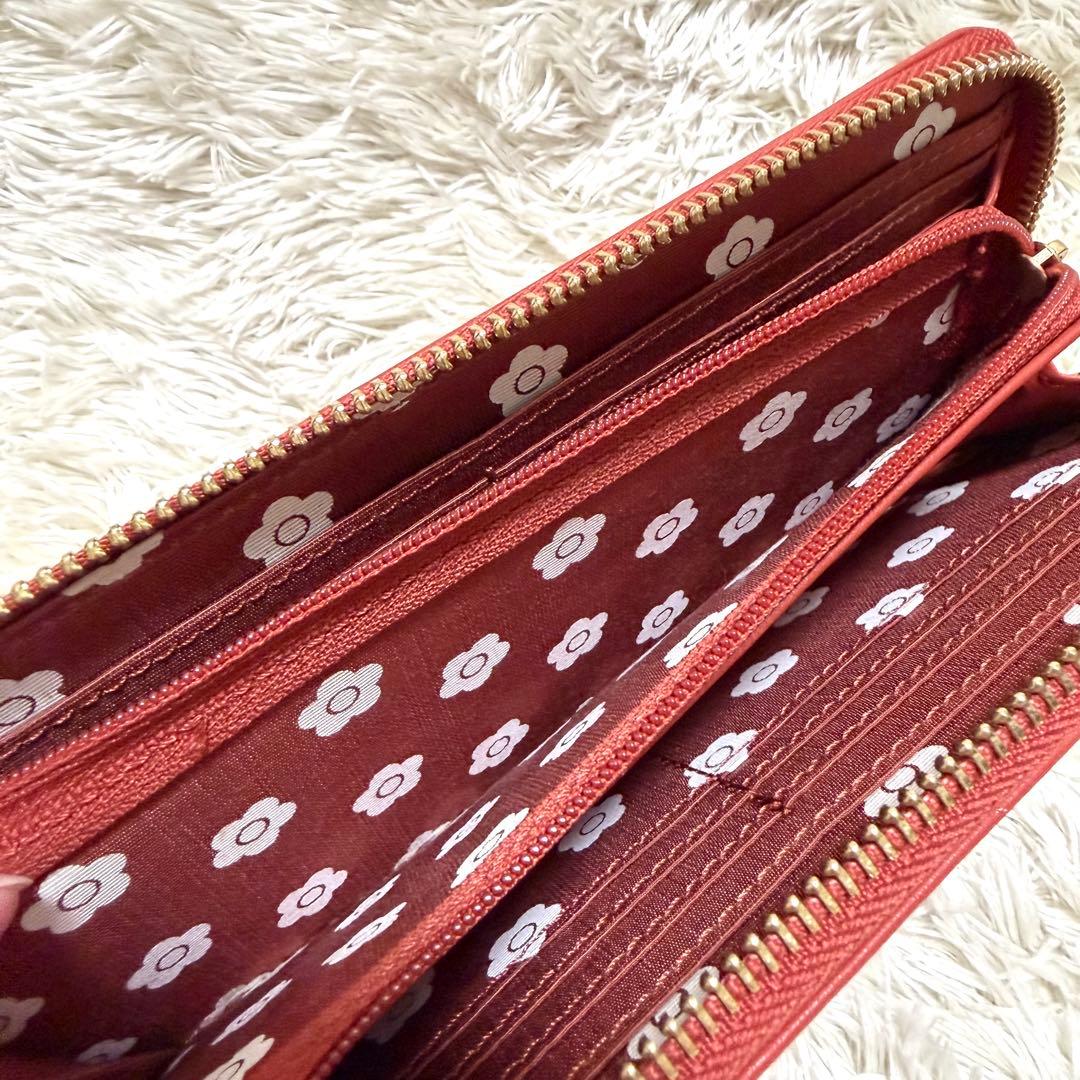 未使用✨マリークワント　テラコッタ　長財布　家計簿管理　薄型　ケース　L字