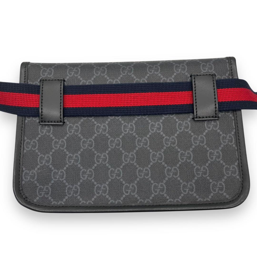 未使用級□グッチGG柄 ベルトバッグ シェリーライン ウェブ ボディ