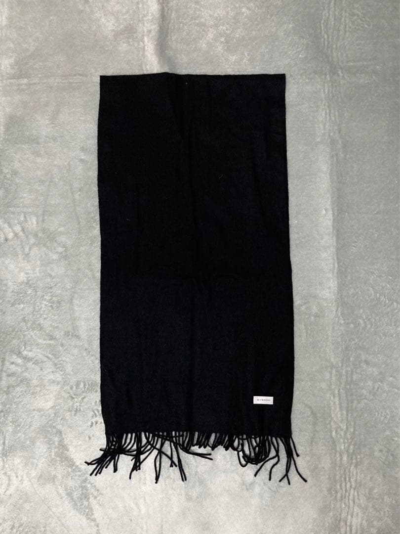 大人気 GIVENCHY ジバンシー 高級 ウール 無地 マフラー ブラック