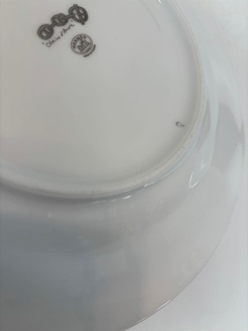 HERMES エルメス シェーヌダンクル プラチナ 皿 プレート 22.5cm