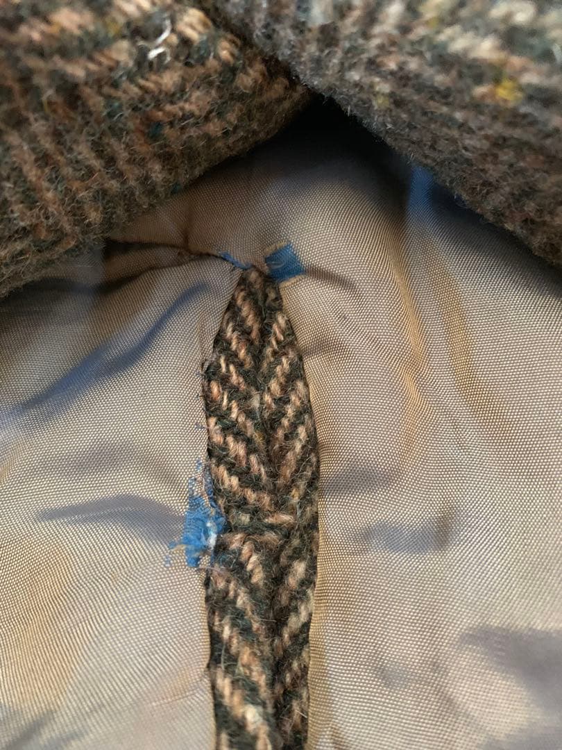 80s-90s ユーロヴィンテージ ヘリンボーン ツイード ロングコート S