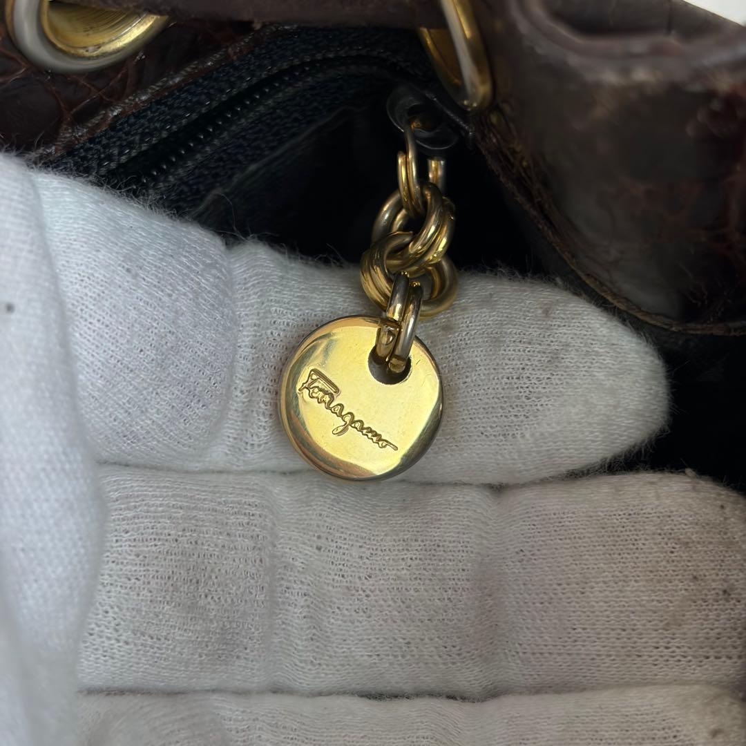 極美品✨フェラガモ クロコ ヴァラ 2way 巾着 ミニリュック ショルダー