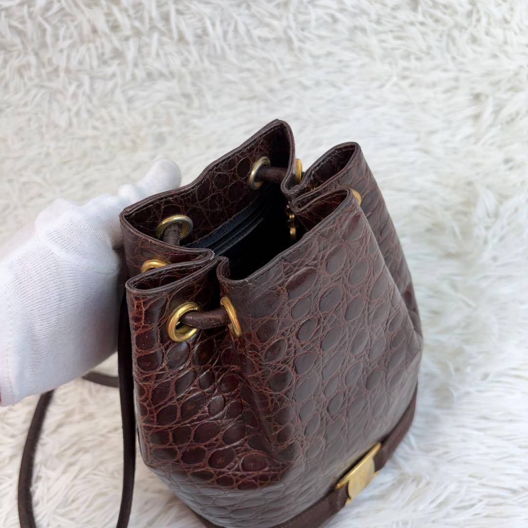 極美品✨フェラガモ クロコ ヴァラ 2way 巾着 ミニリュック ショルダー