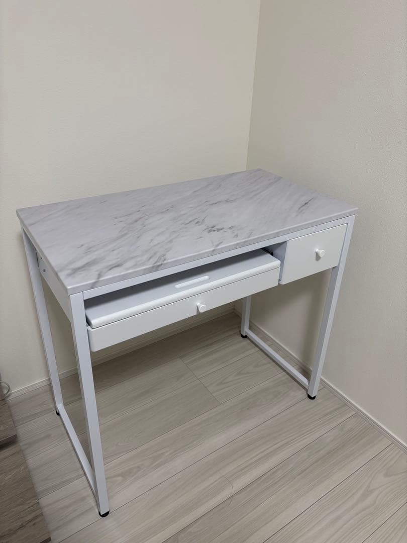 【新品】LOWYAコンパクトデスク [幅85] マーブルホワイト