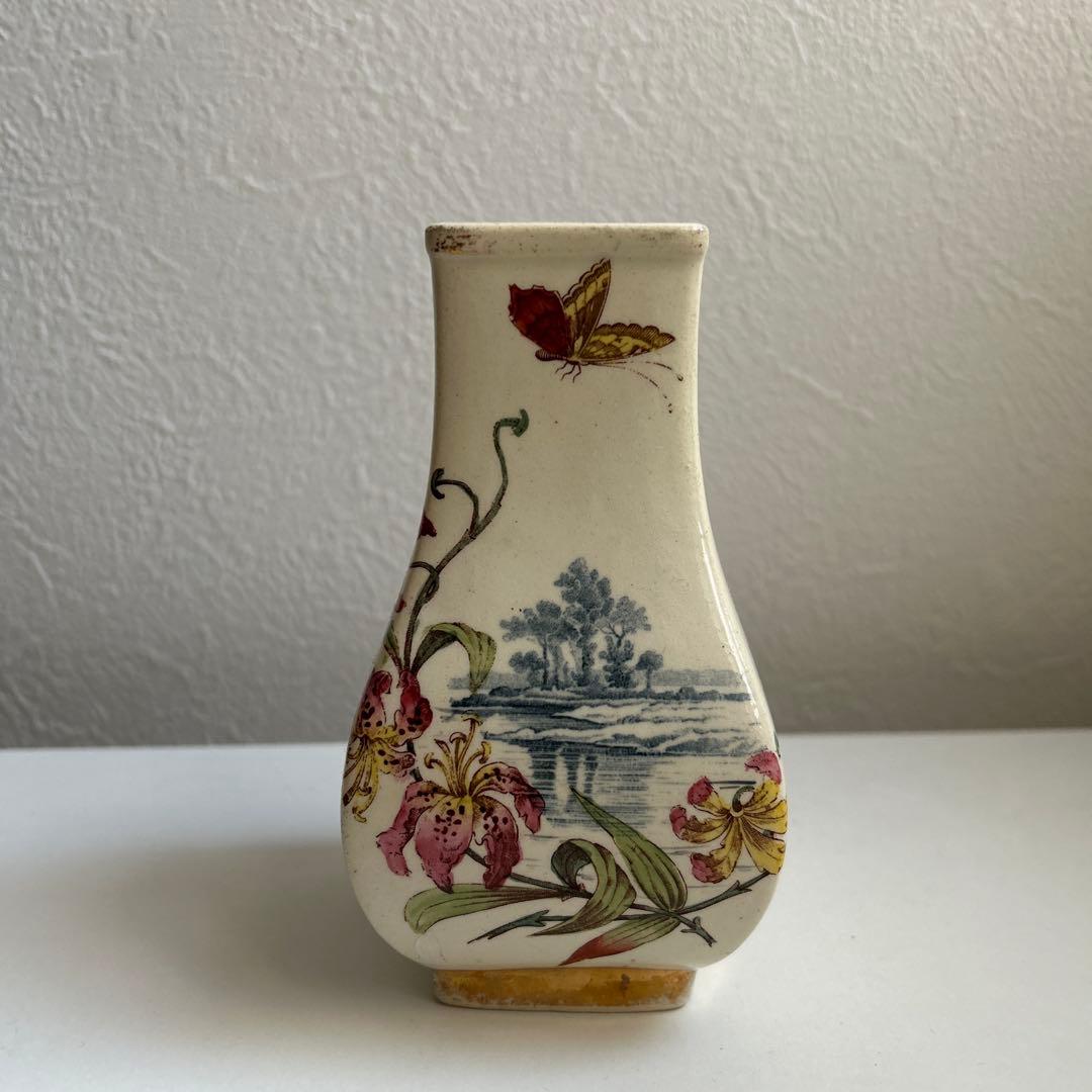 アンティーク　花瓶　リュネヴィル　ポリクローム