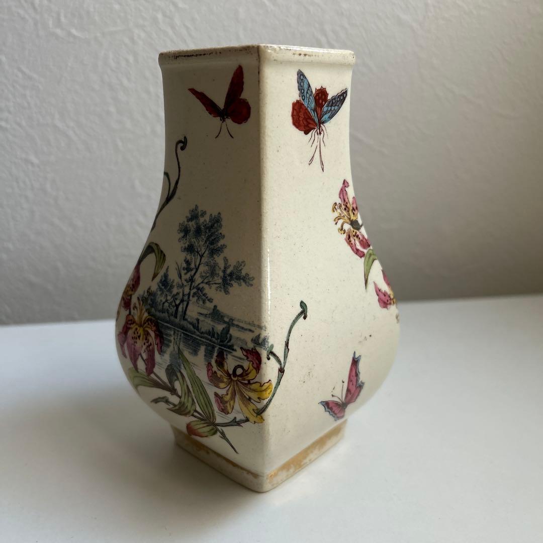 アンティーク　花瓶　リュネヴィル　ポリクローム