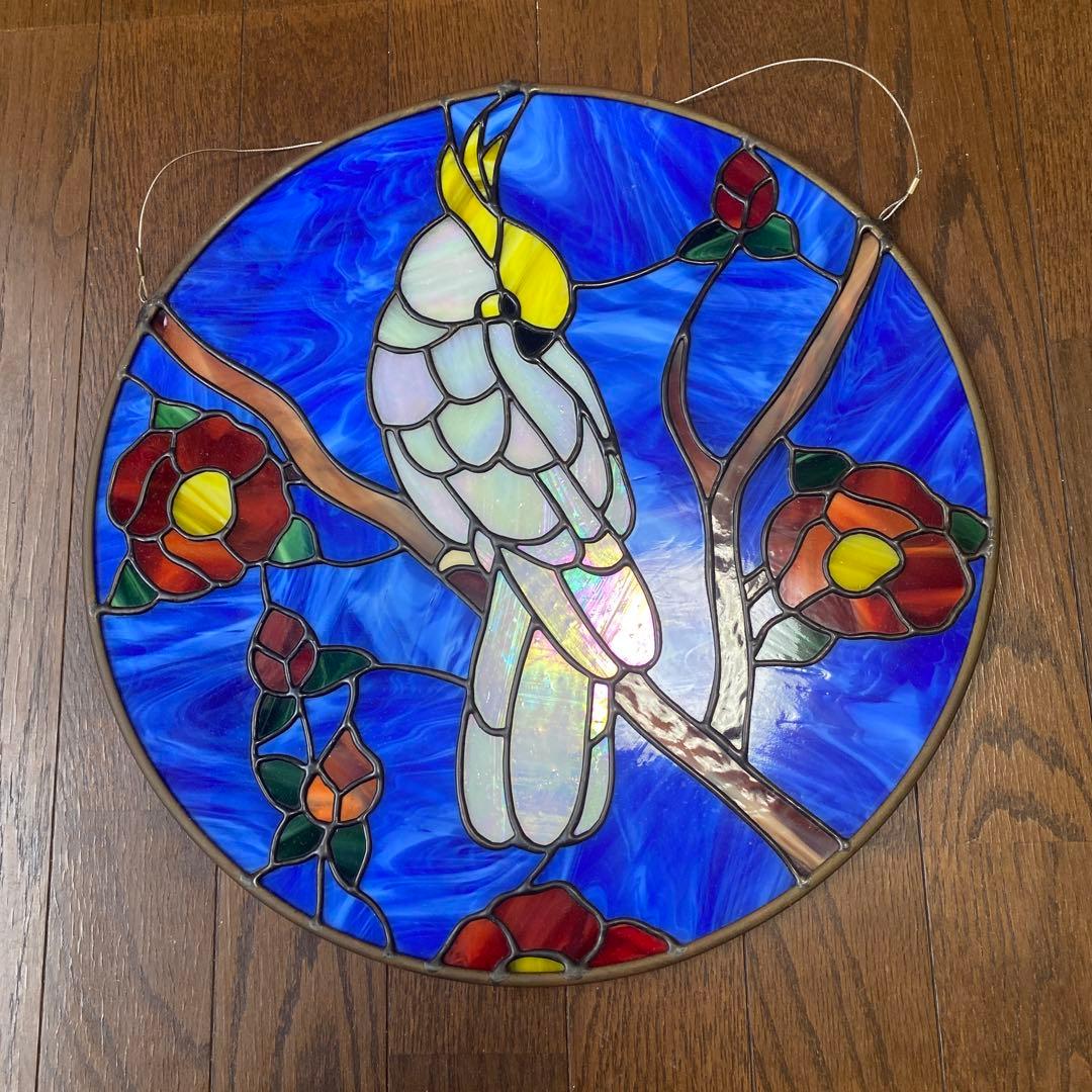 ステンドグラス 鳥と花のデザイン 直径約30cm - メルカリ