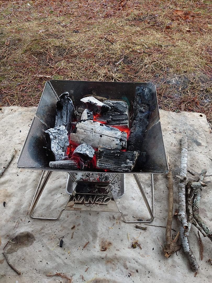 ステンレス製焚き火台 コンパクト 2WAY グリル 帆布製ケース付き