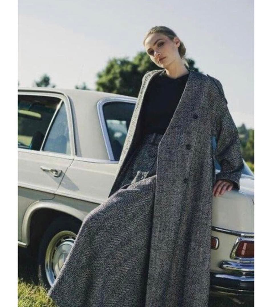 雑誌掲載ebure　エブール　ヘリンボーン　ロングスカート　ダブルボタン