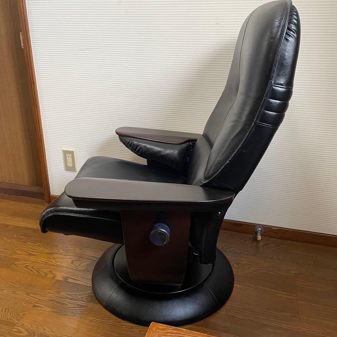☆美品 カリモク 本革 リクライニングチェア ブラック デスクチェア