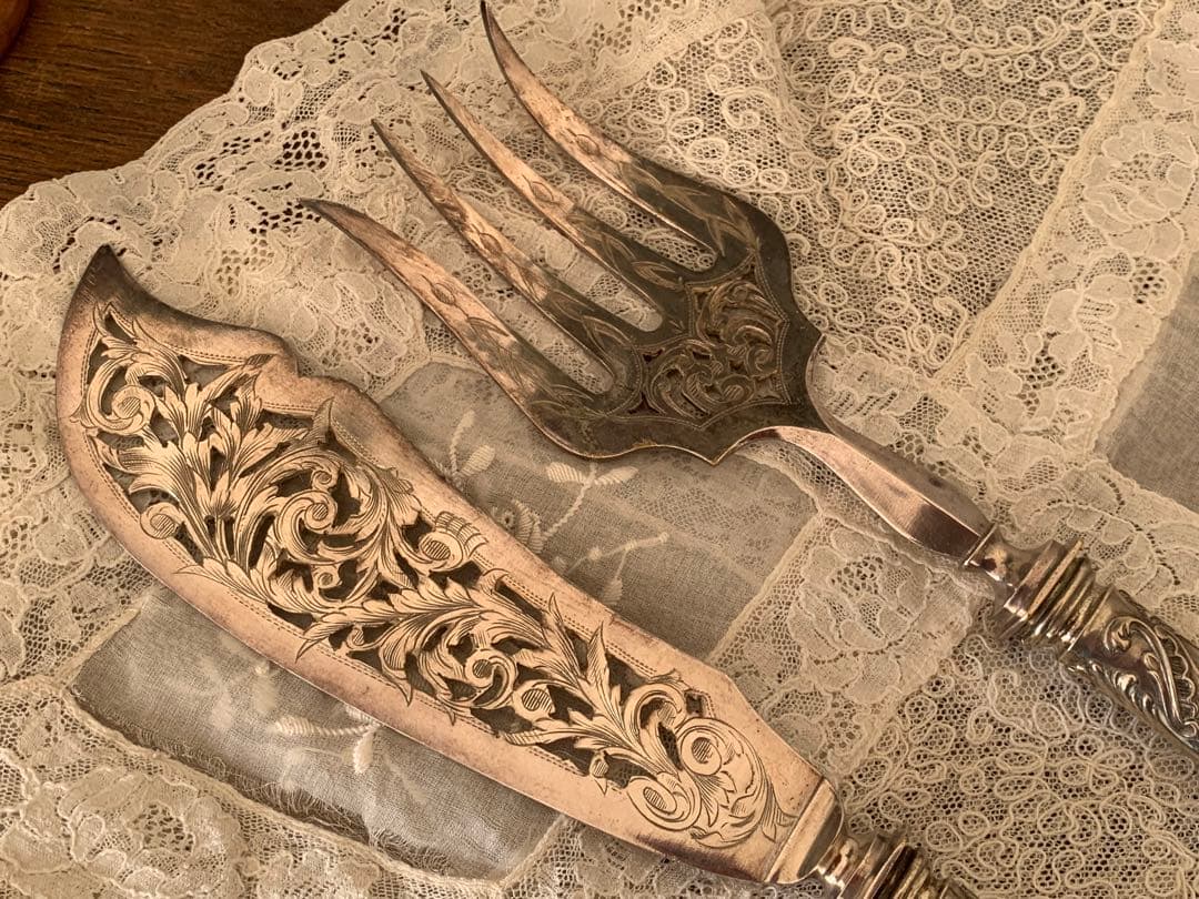 フランスアンティーク　シルバープレート　カトラリー　ペア　ブロカント