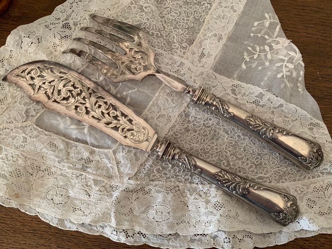 フランスアンティーク　シルバープレート　カトラリー　ペア　ブロカント