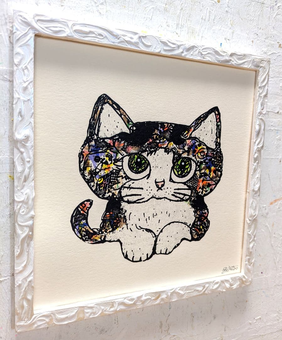 スイカ大✨ 手作り額付作品 「ゆめいろニャンコ」 - メルカリ