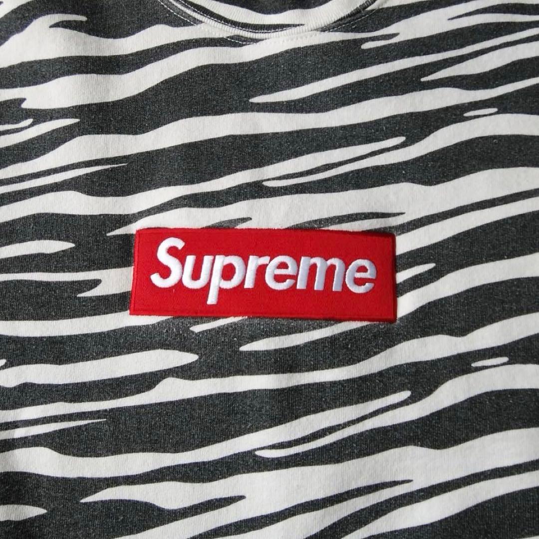 キムタク着 Supreme Box Logo Crewneck Zebra L
