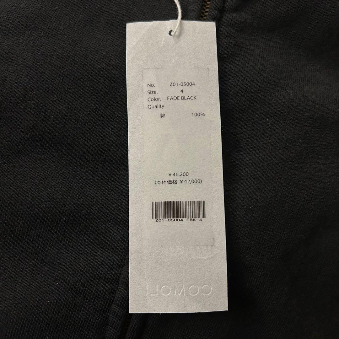 COMOLI コットン裏毛ジップパーカー 4 FADE BLACK コモリ タグ