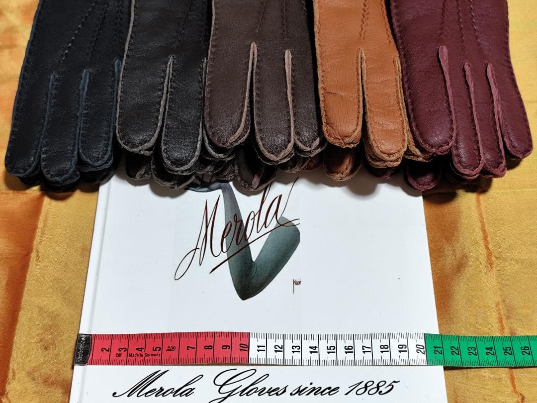 今季 メローラ ディアボルドー濃赤 カシミア黒 革手袋 グローブ MEROLA