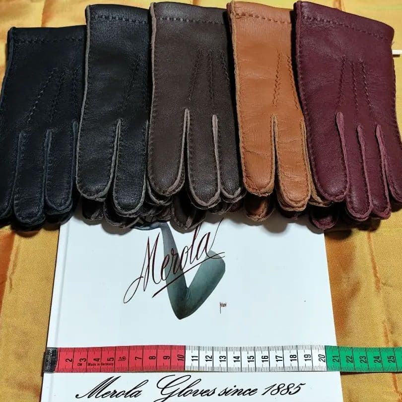 今季 メローラ ディアボルドー濃赤 カシミア黒 革手袋 グローブ MEROLA