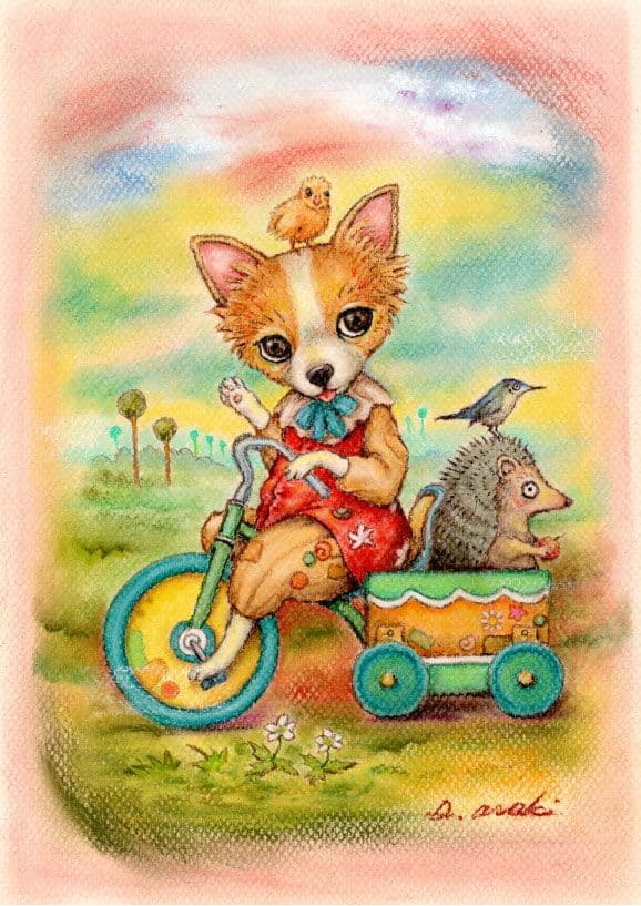 ✨特別価格【原画】『ジョルジュ西へ』（チワワ パステル画 動物画