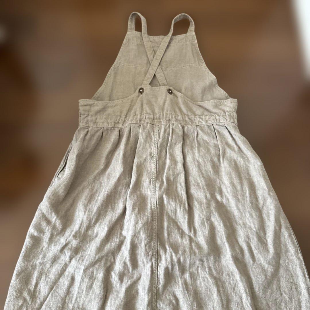 フランスアーメン ARMEN リネン　サロペットスカート サンドベージュ