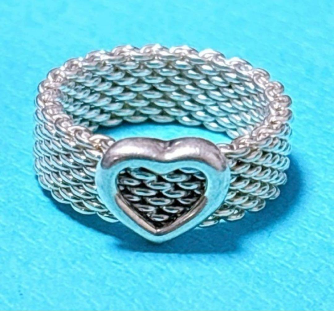 希少【極美品】Tiffany & Co. サマセットハートメッシュリング 9号