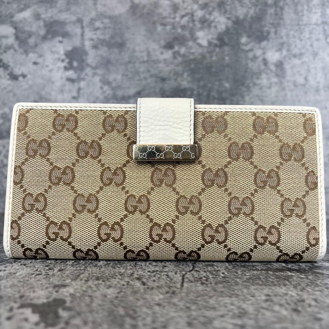 GUCCI GGキャンバス GG柄ゴールド金具 長財布 Wホック