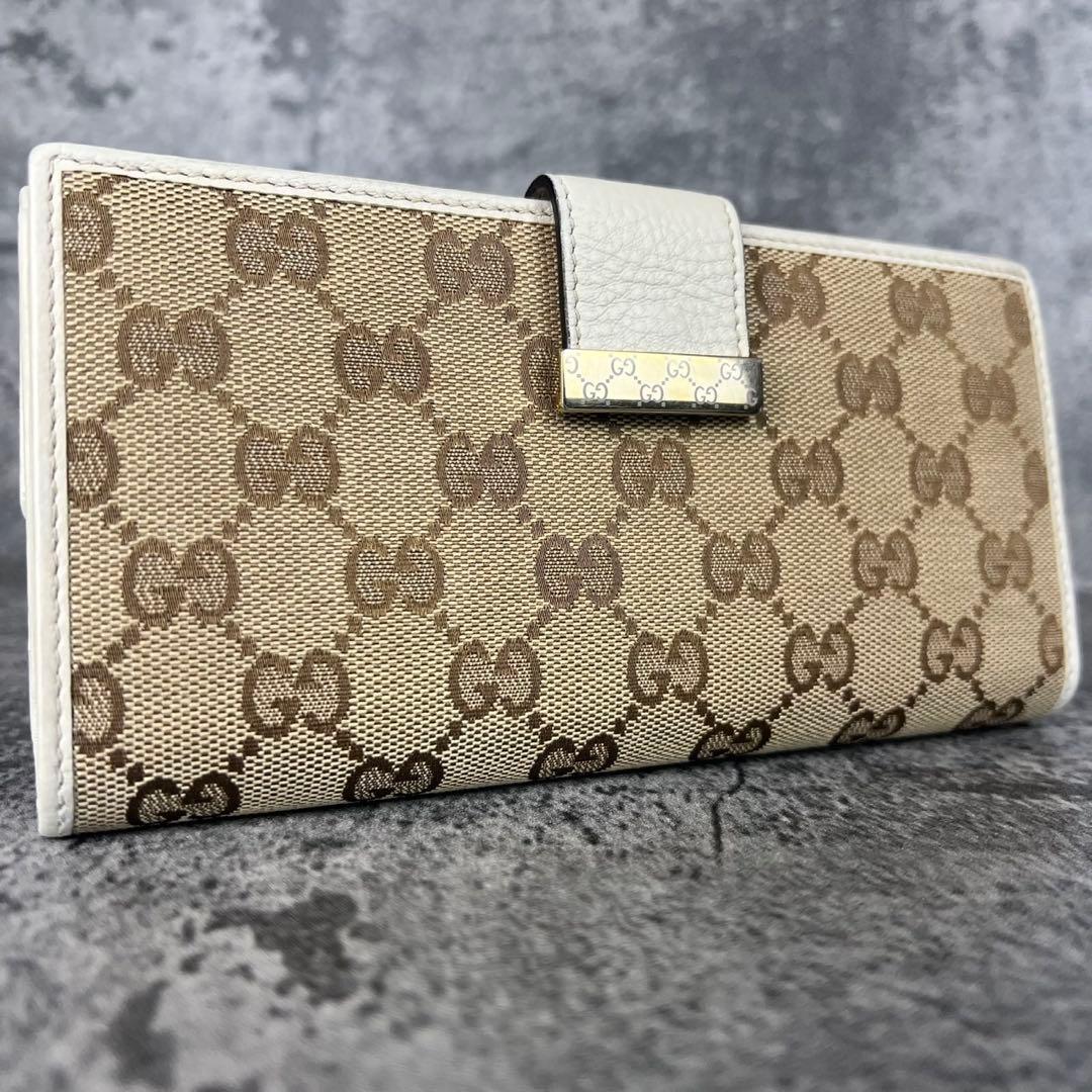 GUCCI GGキャンバス GG柄ゴールド金具 長財布 Wホック