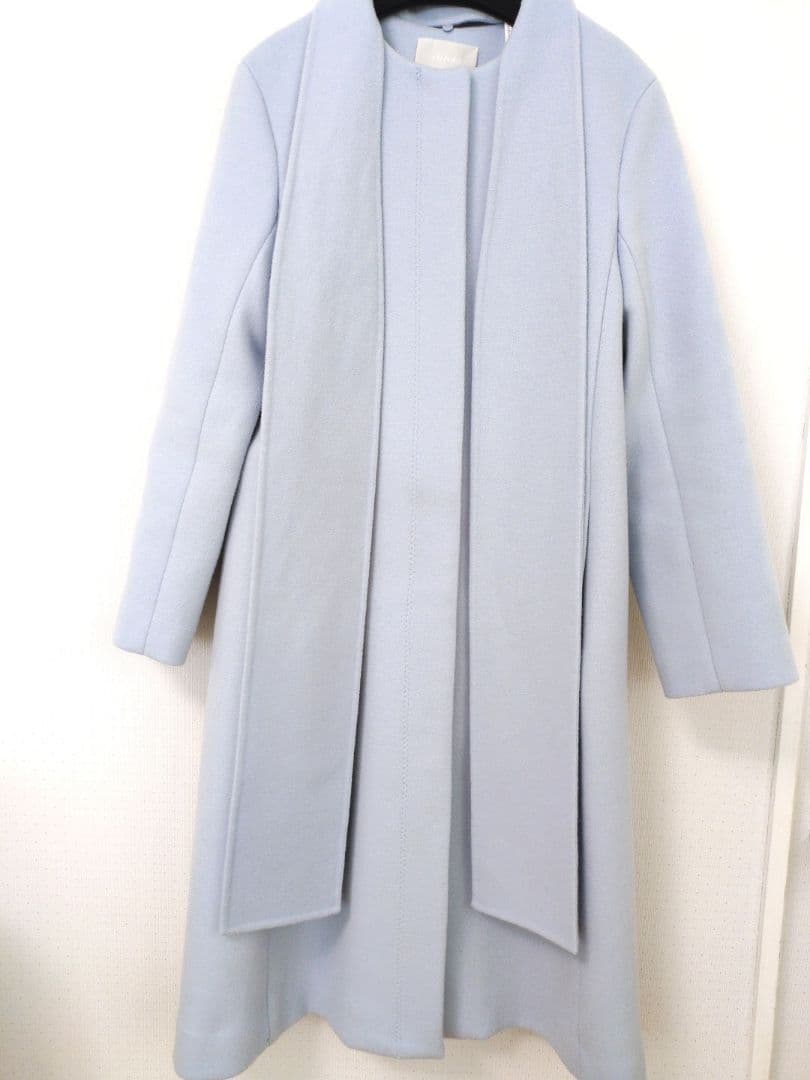 セルフォード リボンストール付きサックス·ライトブルーコート