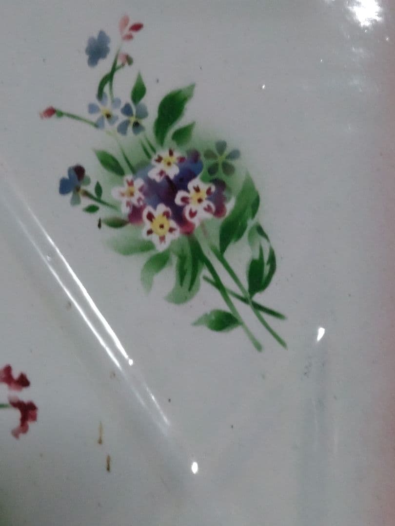 レードルラック　アンティーク　花柄　ホーロー