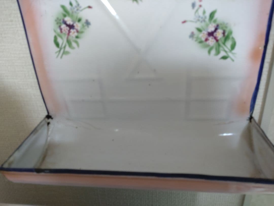 レードルラック　アンティーク　花柄　ホーロー