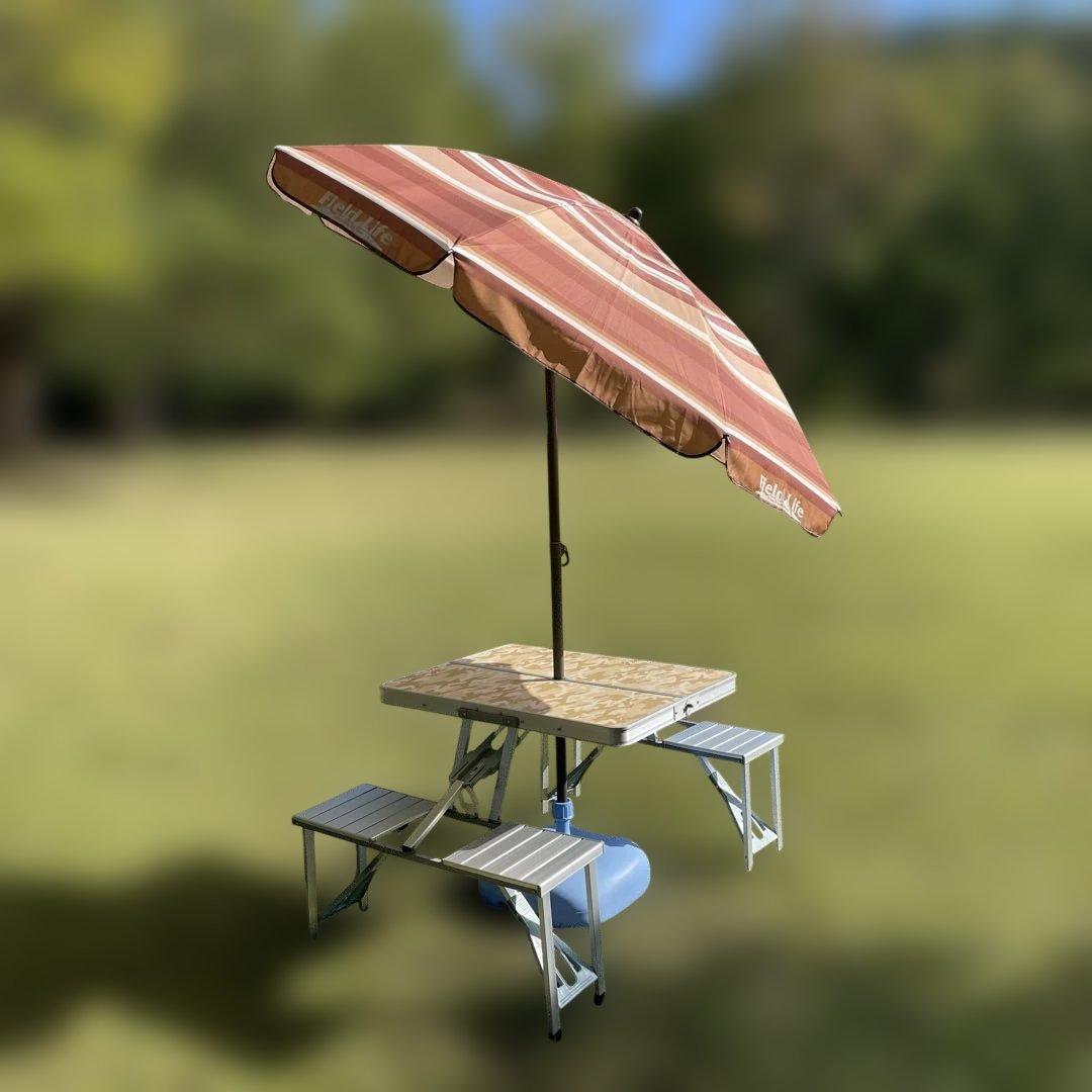 アルミピクニックテーブルセット（未使用）＋パラソル（used）